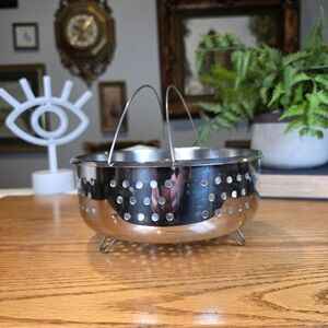 Vintage Lagostina 18/10 Stainless Steel Steamer Basket Insert Dual Handle 7.5"